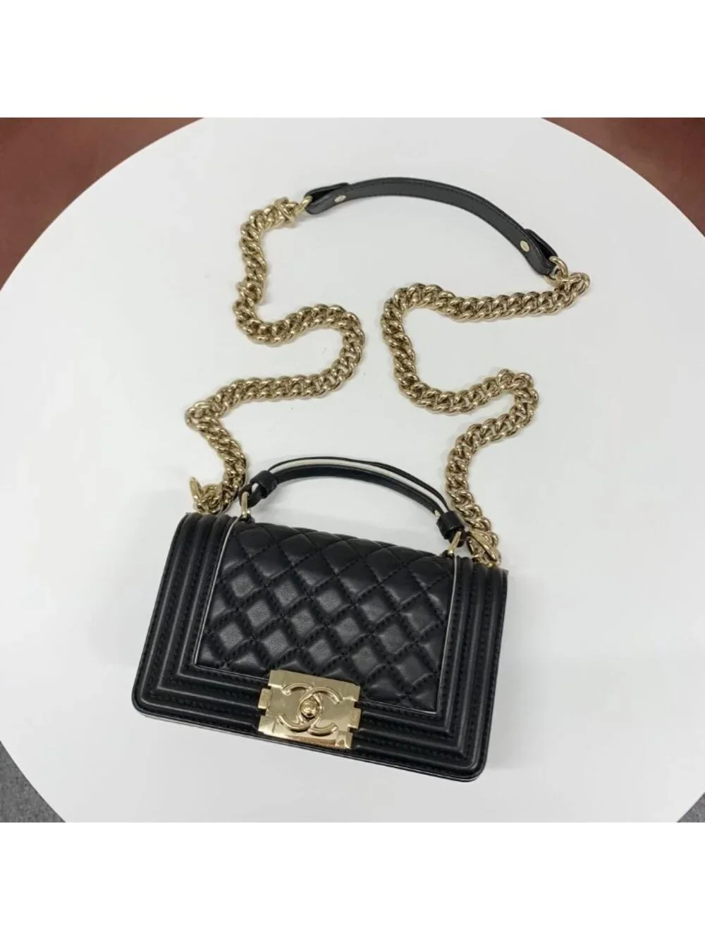 Chanel Boy 20 Quilted Lambskin Gunmetal Shoulder Bag